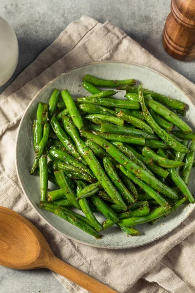 Frijoles Verdes Salteados Caseros Con Sal Pimienta —  Fotos de Stock