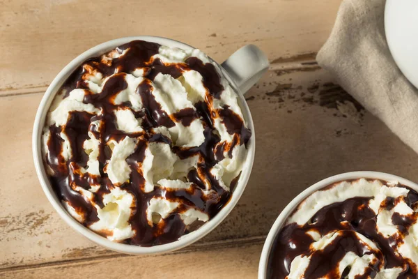 Warm Sweet Hot Mocha Coffee Whipped Cream Chocolate — Stock Photo, Image