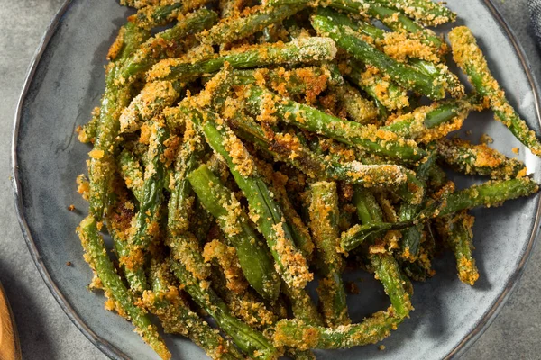 Zelfgebakken Crispy Green Beans Met Zout Peper — Stockfoto