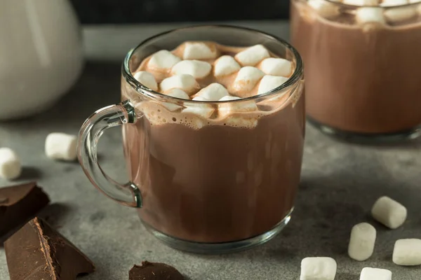 Quente Refrescante Chocolate Quente Cacau Com Marshmallows — Fotografia de Stock