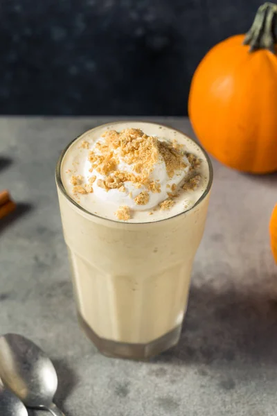 Frullato Latte Speziato Alla Zucca Fatto Casa Con Gelato — Foto Stock