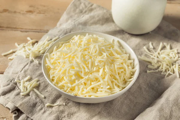 Organic Shredded Mozzarella Cheese Bowl — Stock Photo, Image
