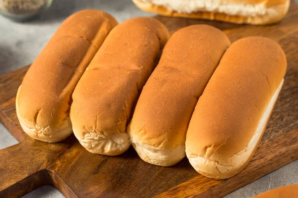 Caseiro Cozido Hot Dog Buns Pronto Para Usar — Fotografia de Stock