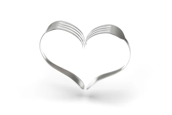 Forks Heart on white background — Stock Photo, Image