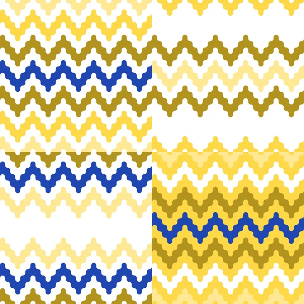 Background blue and yellow zig zag Tile chevron vector pattern set