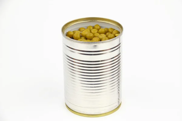 The tin with peas — Stock Photo, Image