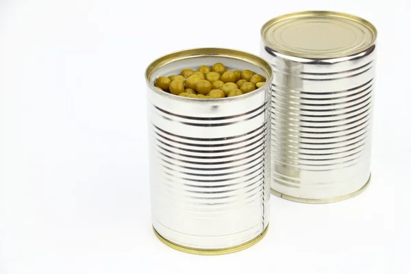 The tins with peas — Stock Photo, Image