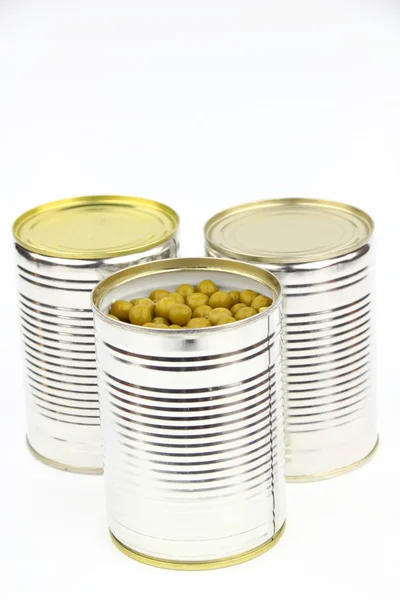 The tins with peas — Stock Photo, Image