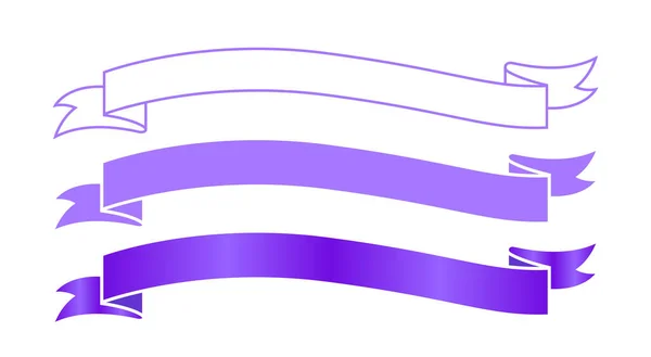 装飾バナー用リボンラベル紫 タグラベル装飾用リボンステッカーフレーム リボンバッジサインセット — ストックベクタ