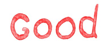 Suluboya el yazısıyla kırmızı iyi alfabe.