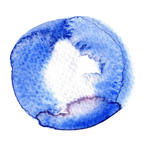 Círculo Azul Mancha Aquarela Textura Papel Branco — Fotografia de Stock