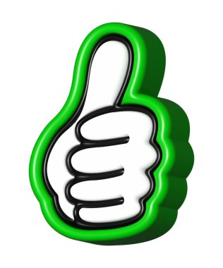 El başparmağı yeşil 3D, ikonlar gibi, tamam, evet, emoji gibi