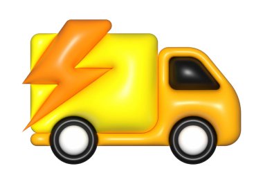 Sarı minibüs 3D, ikon, ücretsiz nakliye, hızlı teslimat.