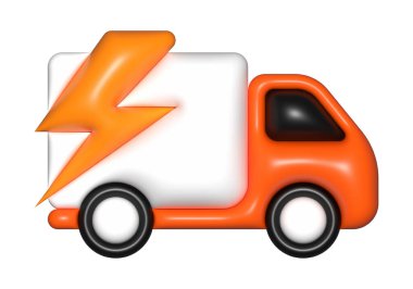 turuncu minibüs 3D, simge, ücretsiz nakliye, hızlı teslimat