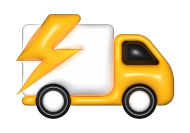 Sarı minibüs 3D, ikon, ücretsiz nakliye, hızlı teslimat.