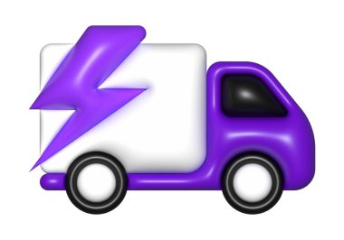 mor minibüs 3D, ikon, ücretsiz nakliye, hızlı teslimat.