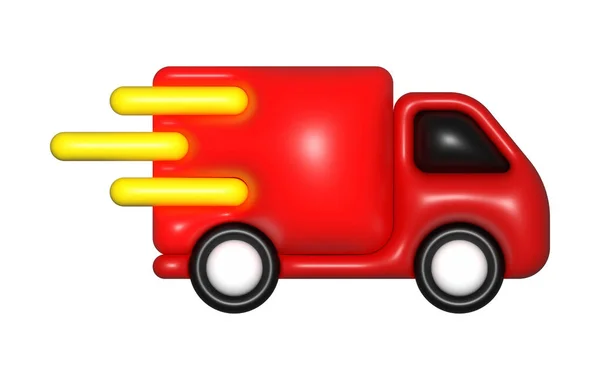 Red Delivery Car Van Icon Free Shipping Fast Delivery — Stockfoto