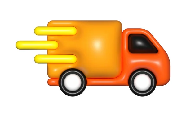 Orange Delivery Car Van Icon Free Shipping Fast Delivery — Zdjęcie stockowe