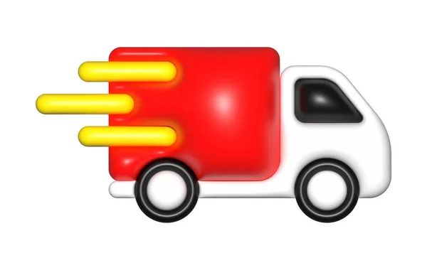 Red Delivery Car Van Icon Free Shipping Fast Delivery —  Fotos de Stock