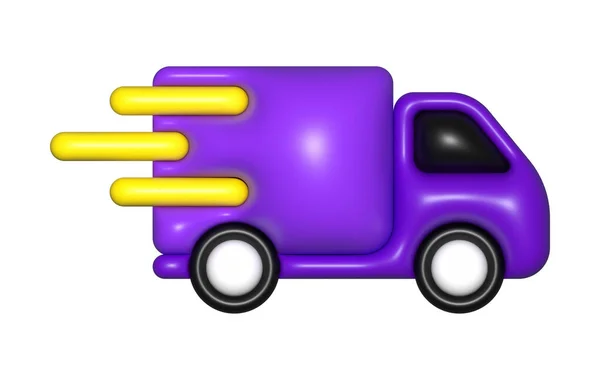 Purple Delivery Car Van Icon Free Shipping Fast Delivery — Fotografia de Stock