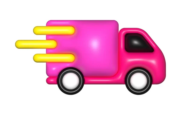 Pink Delivery Car Van Icon Free Shipping Fast Delivery — Stock Fotó