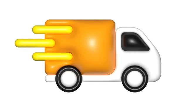 Orange Delivery Car Van Icon Free Shipping Fast Delivery — Stock Photo, Image