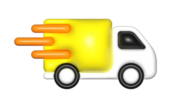 Yellow Delivery Car Van Icon Free Shipping Fast Delivery — Fotografia de Stock