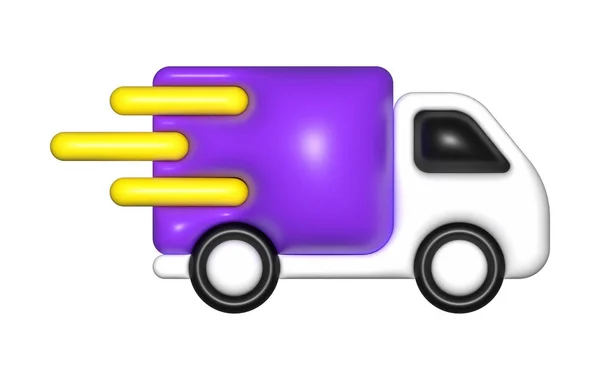 Purple Delivery Car Van Icon Free Shipping Fast Delivery — Stockfoto