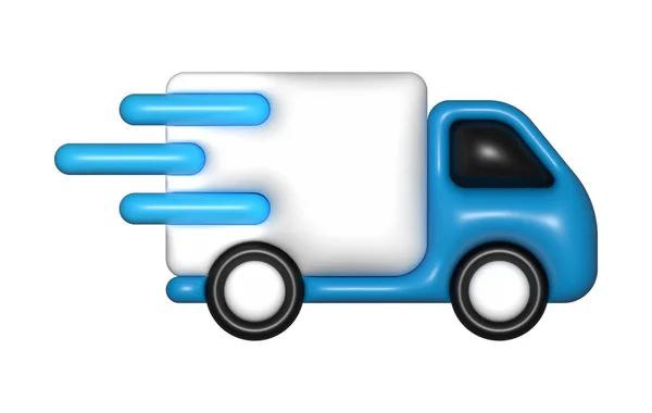 蓝色运输车3D 免费送货 快速送货 — 图库照片