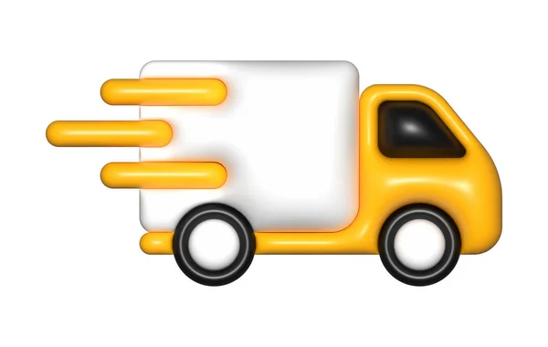 Yellow Delivery Car Van Icon Free Shipping Fast Delivery — Stockfoto