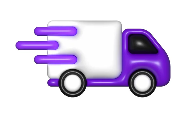 Purple Delivery Car Van Icon Free Shipping Fast Delivery —  Fotos de Stock