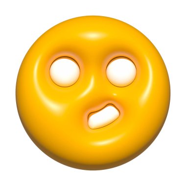 Emoji yüzü 3D simge sarısı, emoji dairesi yüzü