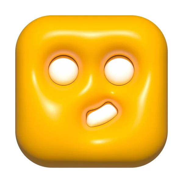 Emoji Face Icon Yellow Emoji Square Face — Zdjęcie stockowe