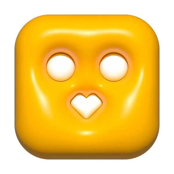 Emoji Face Icon Yellow Emoji Square Face — Zdjęcie stockowe