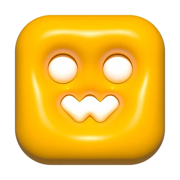 Emoji Gezicht Pictogram Geel Emoji Vierkante Gezicht — Stockfoto