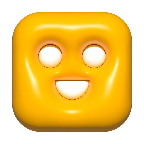 Emoji Face Icon Yellow Emoji Square Face — Zdjęcie stockowe