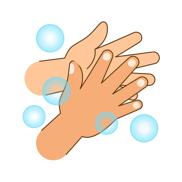 Lavagem Das Mãos Com Bolhas Sabão Mão Lavagem Desenho Animado — Vetor de Stock