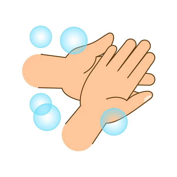 Hand Washing Soap Bubbles Hand Wash Cartoon Clip Art Cute — Vettoriale Stock