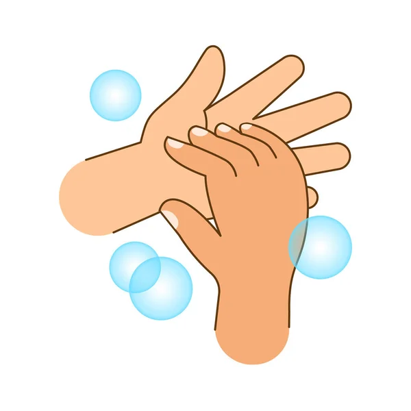 Hand Washing Soap Bubbles Hand Wash Cartoon Clip Art Cute — стоковый вектор