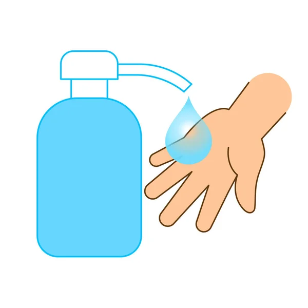 Hand Washing Sanitizer Alcohol Gel Hand Wash Cartoon Clip Art — Stockvektor