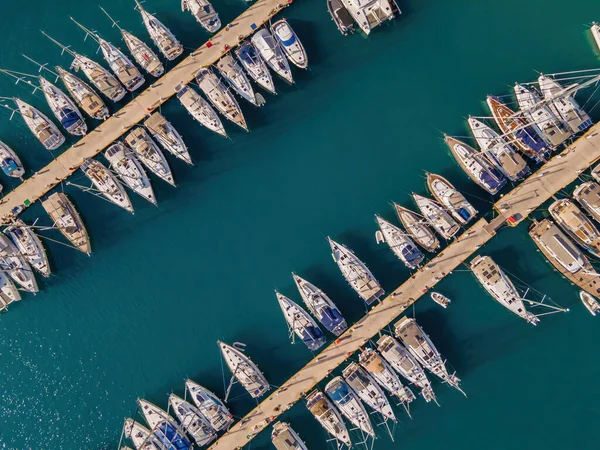 Yacht Club Aerial View Aerial Top View Docked Sailboats Top — Stock Photo, Image