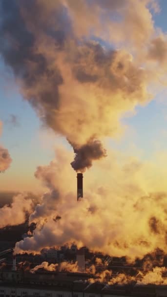 Emissões Industriais Gases Carbono Com Fumaça Atmosfera Tubos Industriais Poluídos — Vídeo de Stock