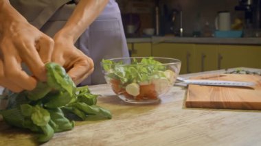 Sağlıklı yemek pişiren vejetaryen