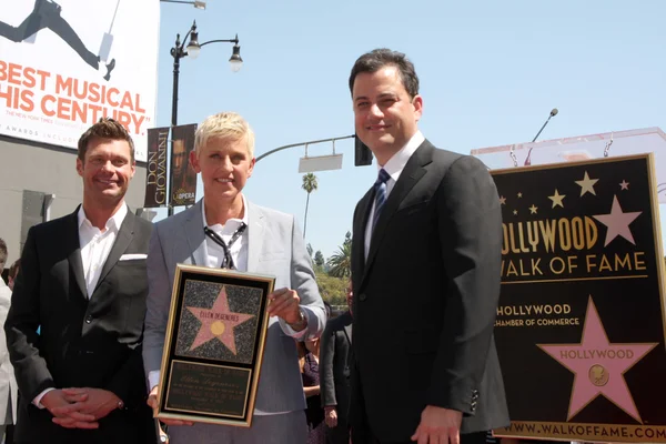 Ryan Seacrest, Jimmy Kimmel ed Ellen Degeneres — Foto Stock