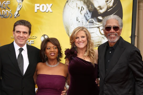 Alfre Woodard & marido, Lori McCreary, Morgan Freeman — Fotografia de Stock