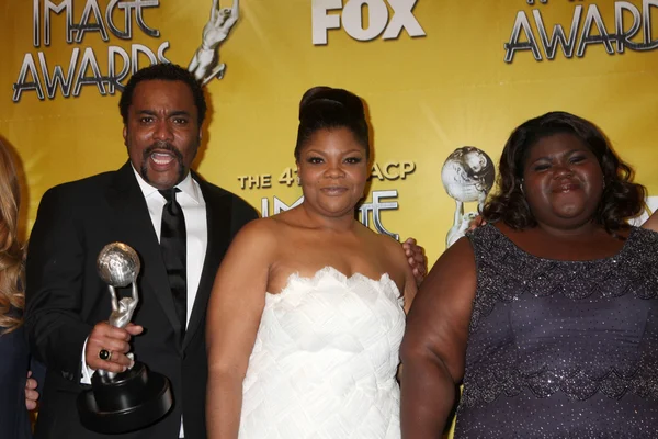 (L-R) režisér Lee Daniels, herečky MO' nique, Gabourey Sidibe — Stock fotografie