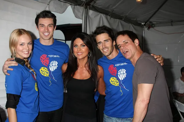 Adam Gregory & Wife, Nadia Bjorlin, Brandon Beemer, Christian LeBlanc — Stock Photo, Image