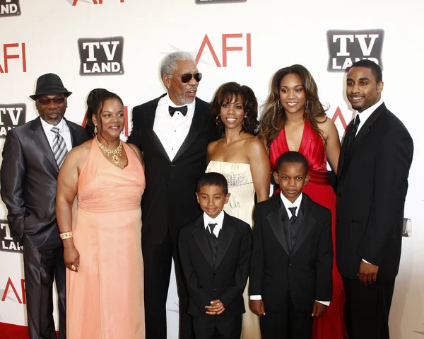 Morgan Freeman e famiglia — Foto Stock