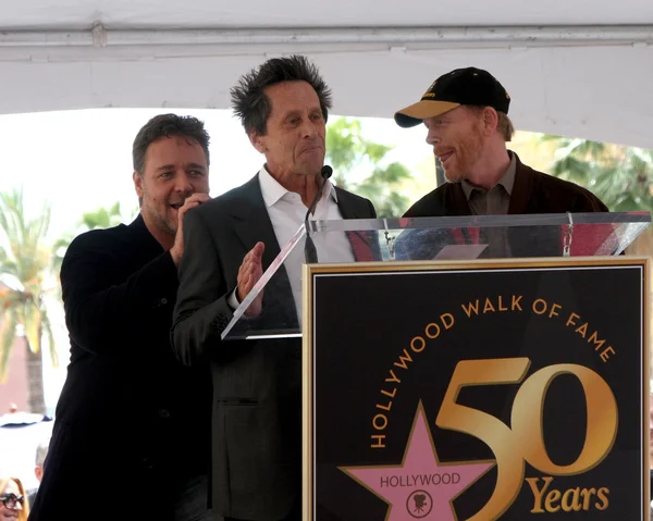 Rossell crowe, brian grazer und ron howard — Stockfoto