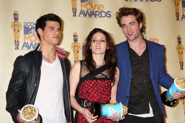 Taylor Lautner, Kristen Stewart e Robert Pattinson — Fotografia de Stock